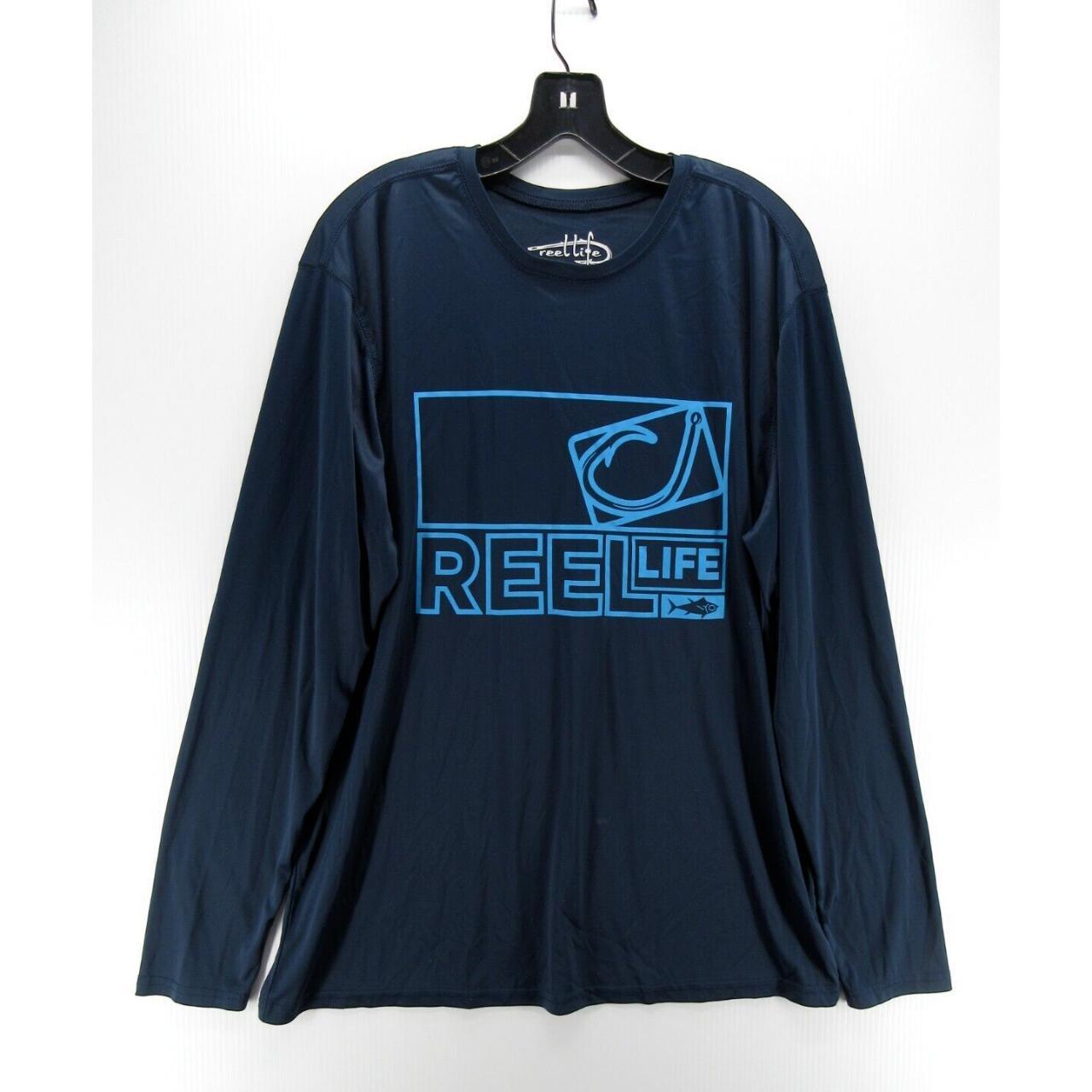 Reel Life Shirt Men XXL Blue Pullover Surfer Fishing