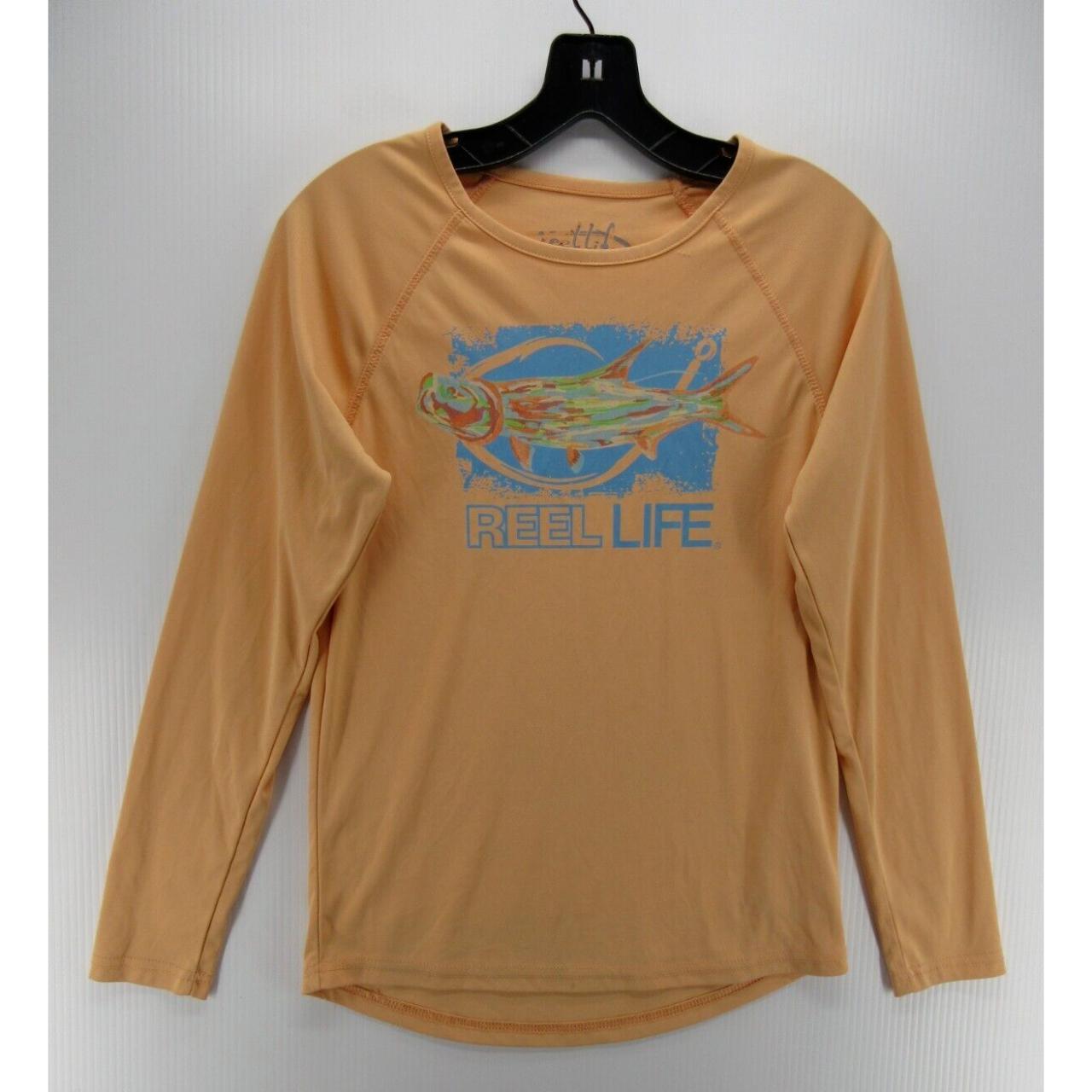 Reel Life Top Women Medium Orange Shirt Pullover