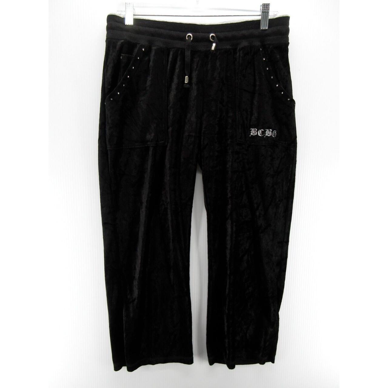 BCBG Max Azria Pants Women Large Black Velour Crop