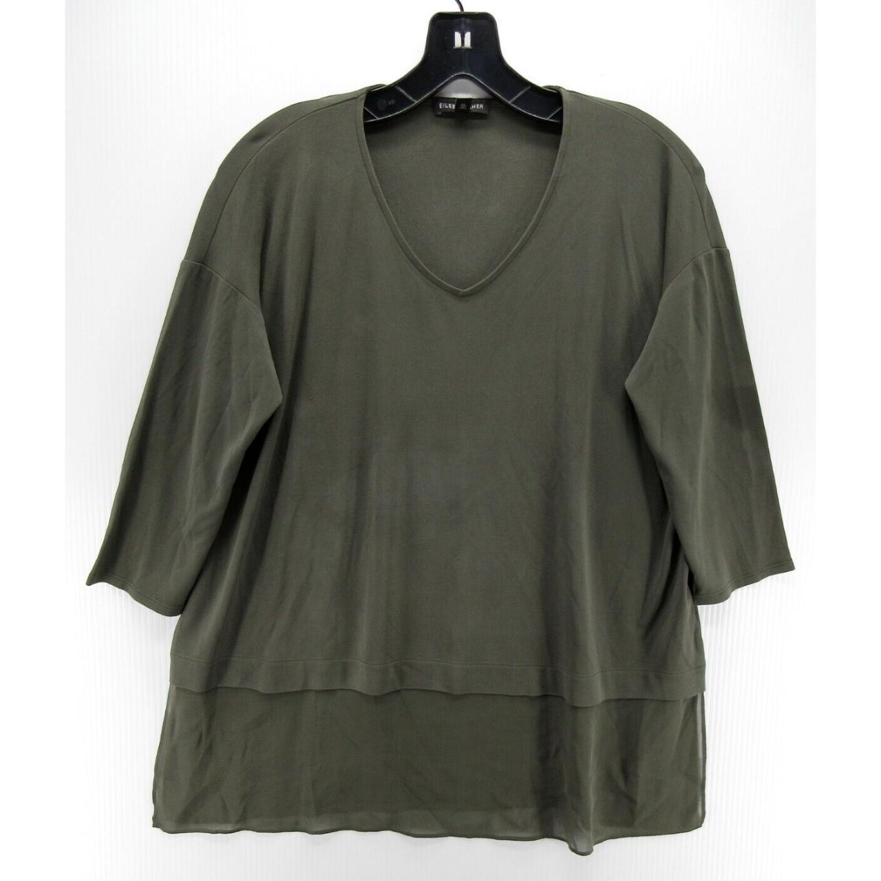 Eileen Fisher Top Women XXS Green Silk Pullover... - Depop