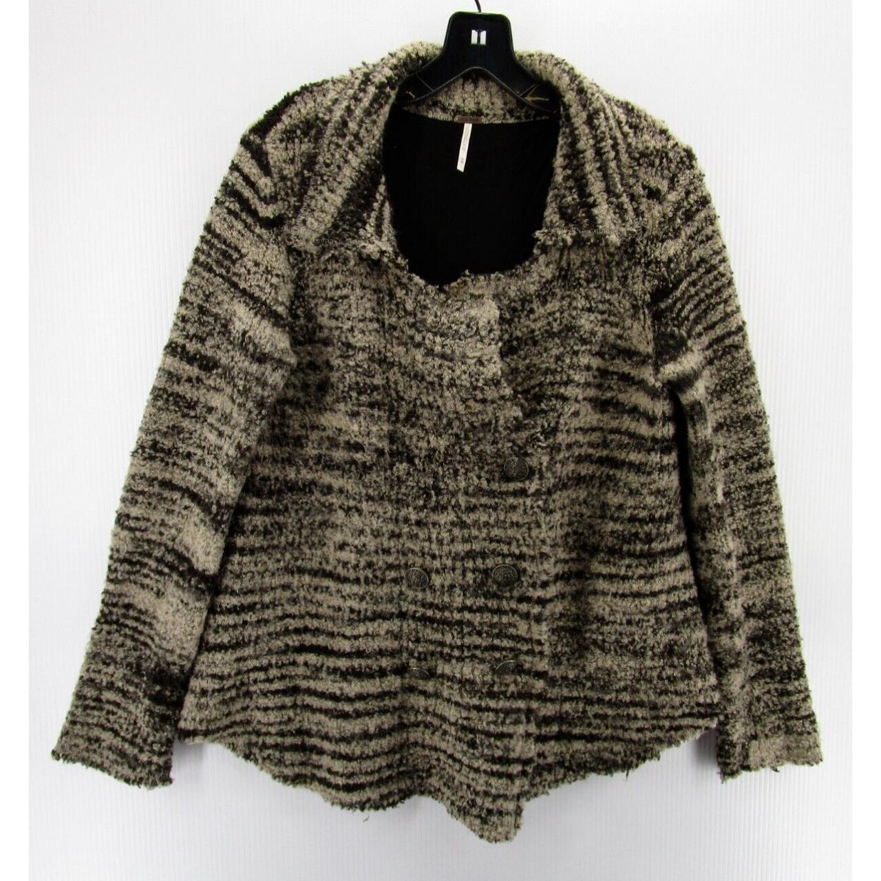 Free People Brown & hotsell Black Patterned Button Wool Sweater Cardigan Size Medium