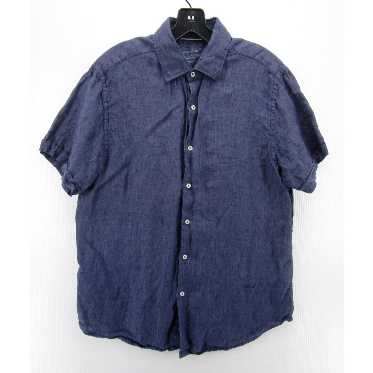 Porter & Ash Shirt Men Medium Blue Linen Button Down... - Depop