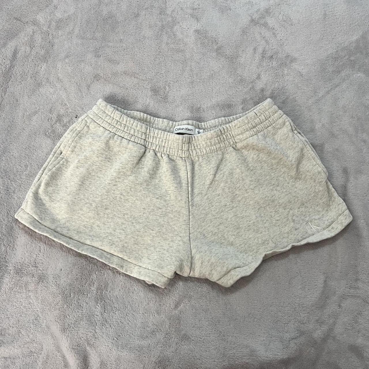 Cream Calvin Klein Lounge Shorts - Grey - Calvin... - Depop