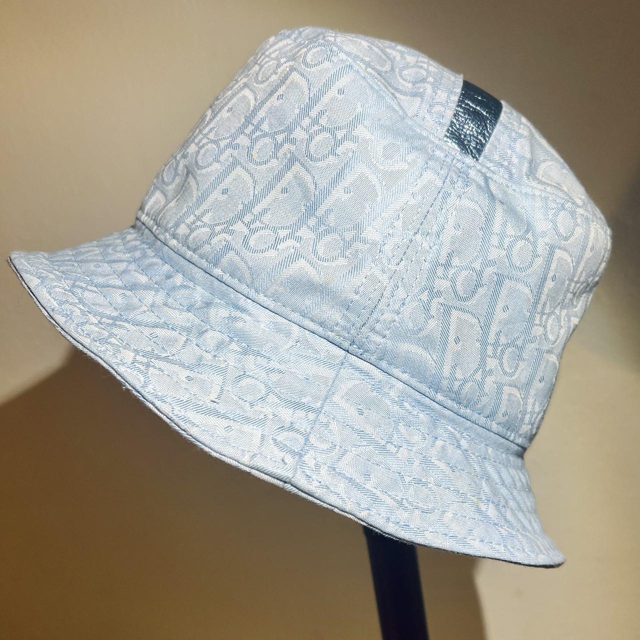 Handmade reversible baby blue bucket hat, made from... Depop