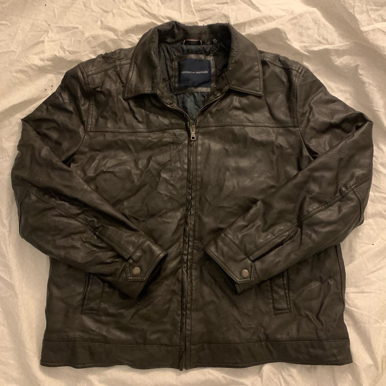 Tommy Hilfiger Vintage Leather Jacket -XXL... - Depop