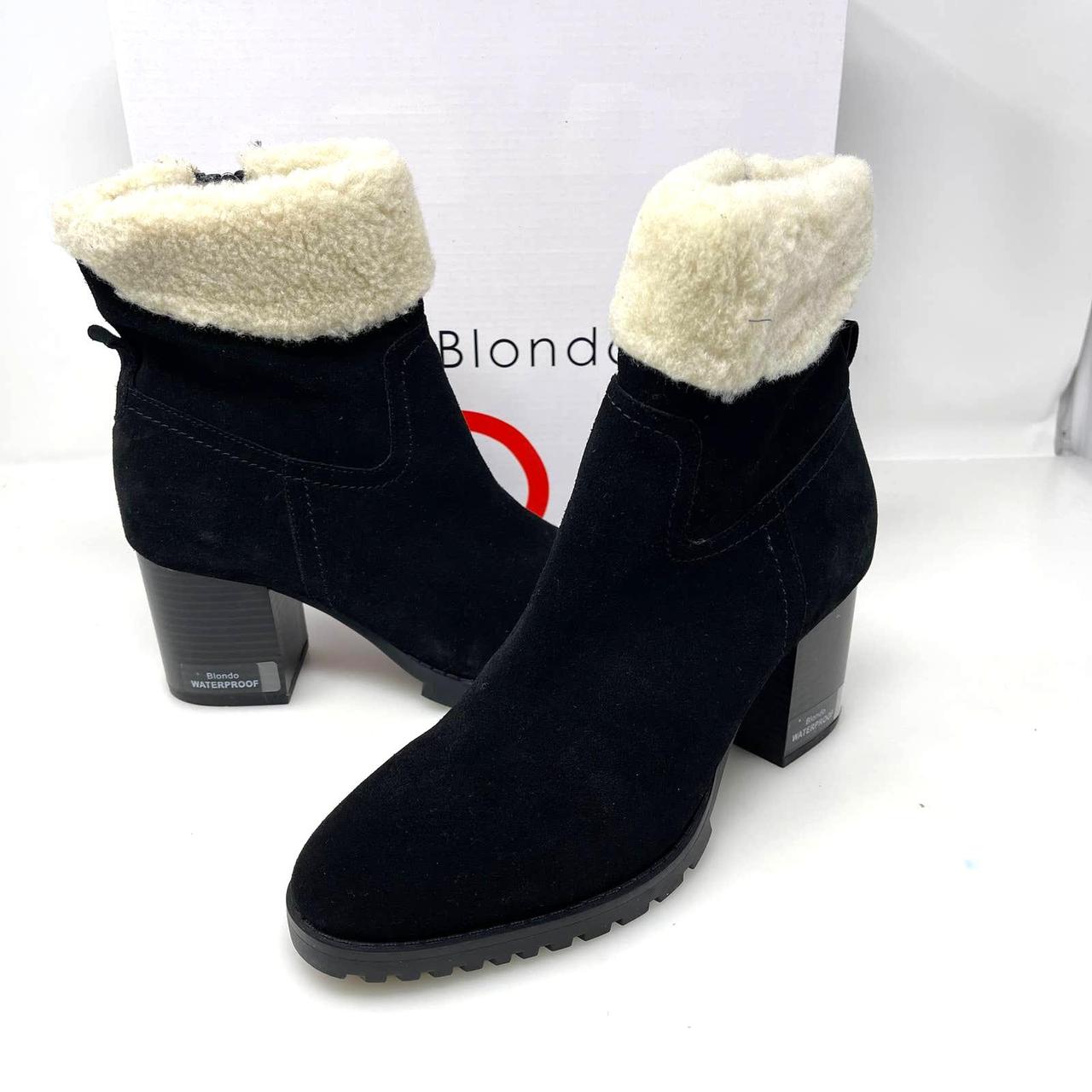 Blondo Tia Sherpa Cuff Ankle Booties in Black Size... - Depop