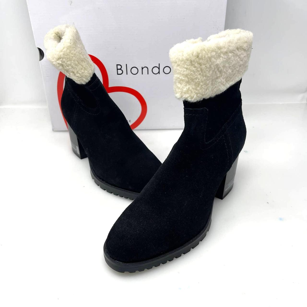 Blondo Tia Sherpa Cuff Ankle Booties in Black Size... - Depop