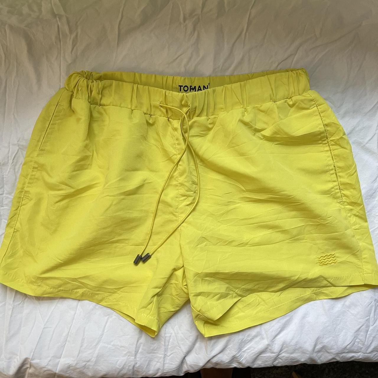 Topman neon yellow swim trunks. Small / Medium. - Depop