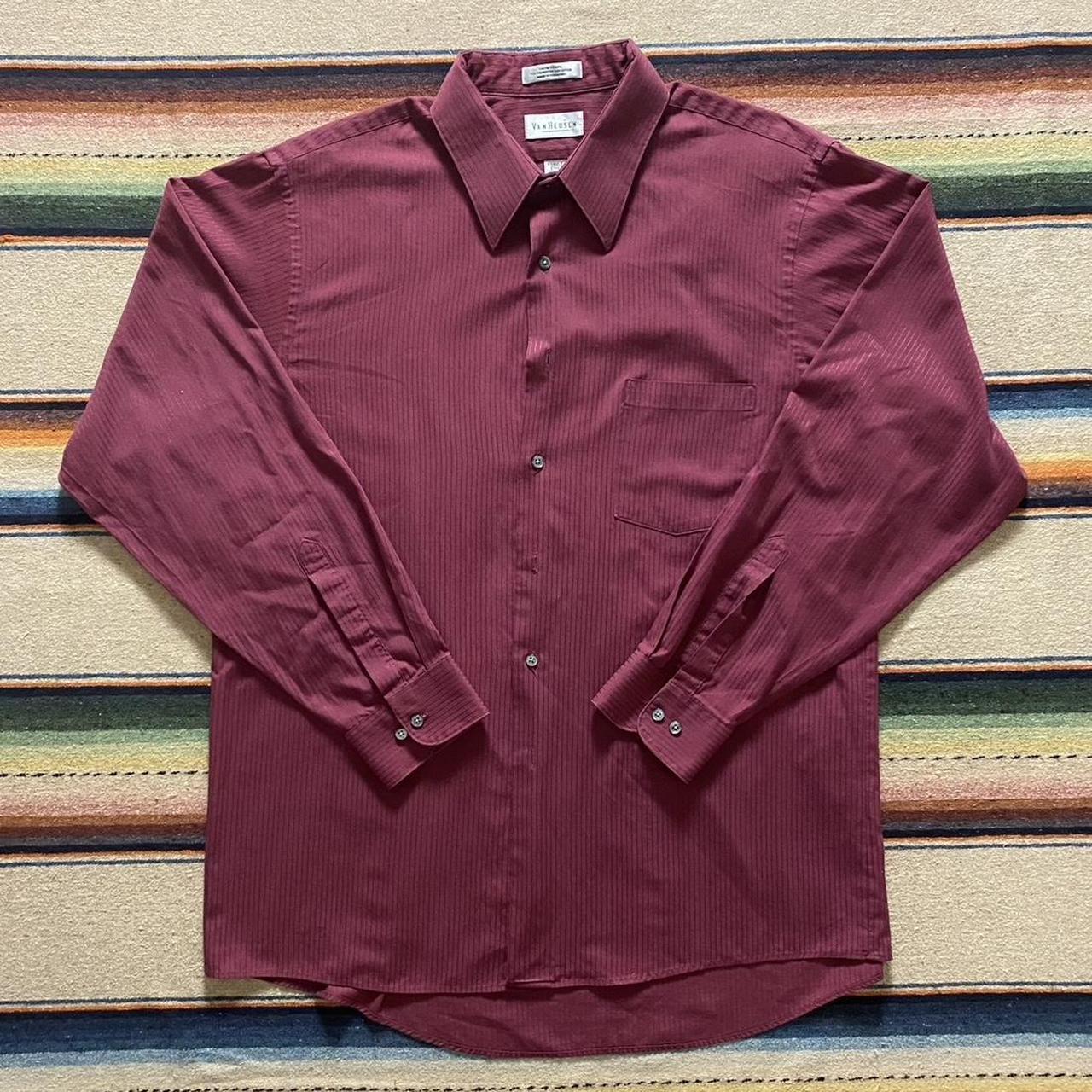 Van Heusen Men's Burgundy Shirt | Depop