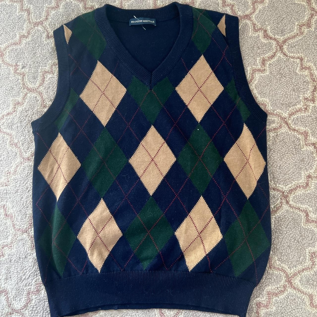 Brandy Melville green argyle sweater vest Depop