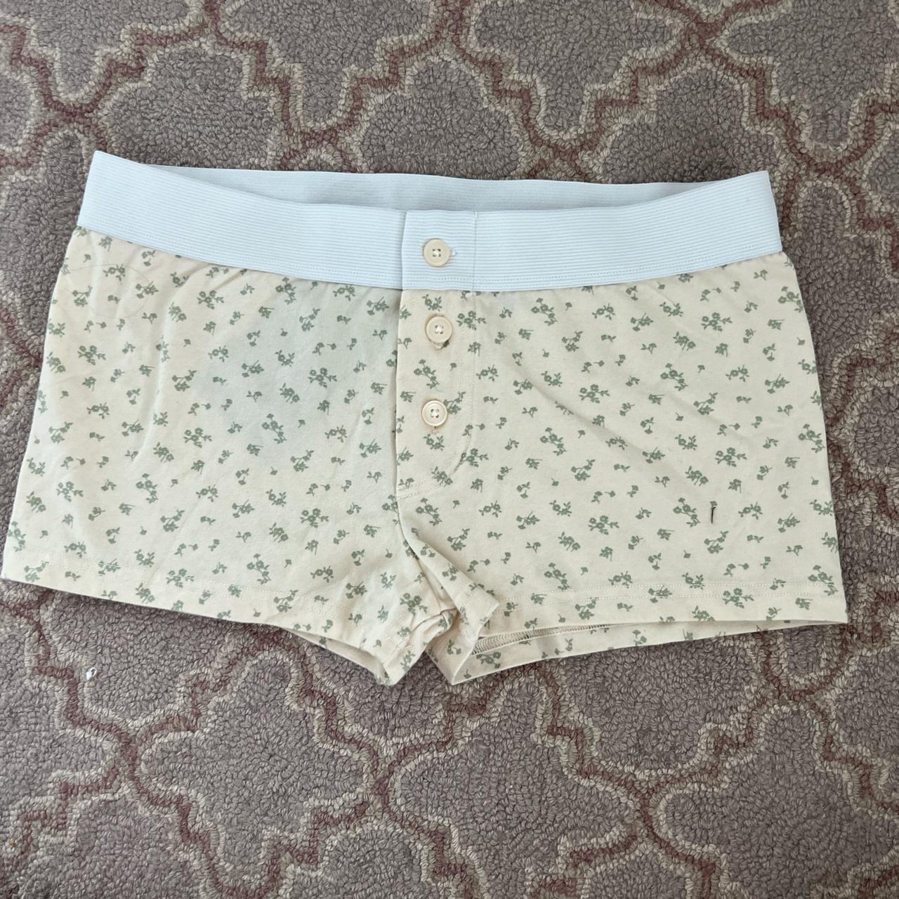 Brandy Melville Women's Cream and Green Boxers-and-briefs | Depop