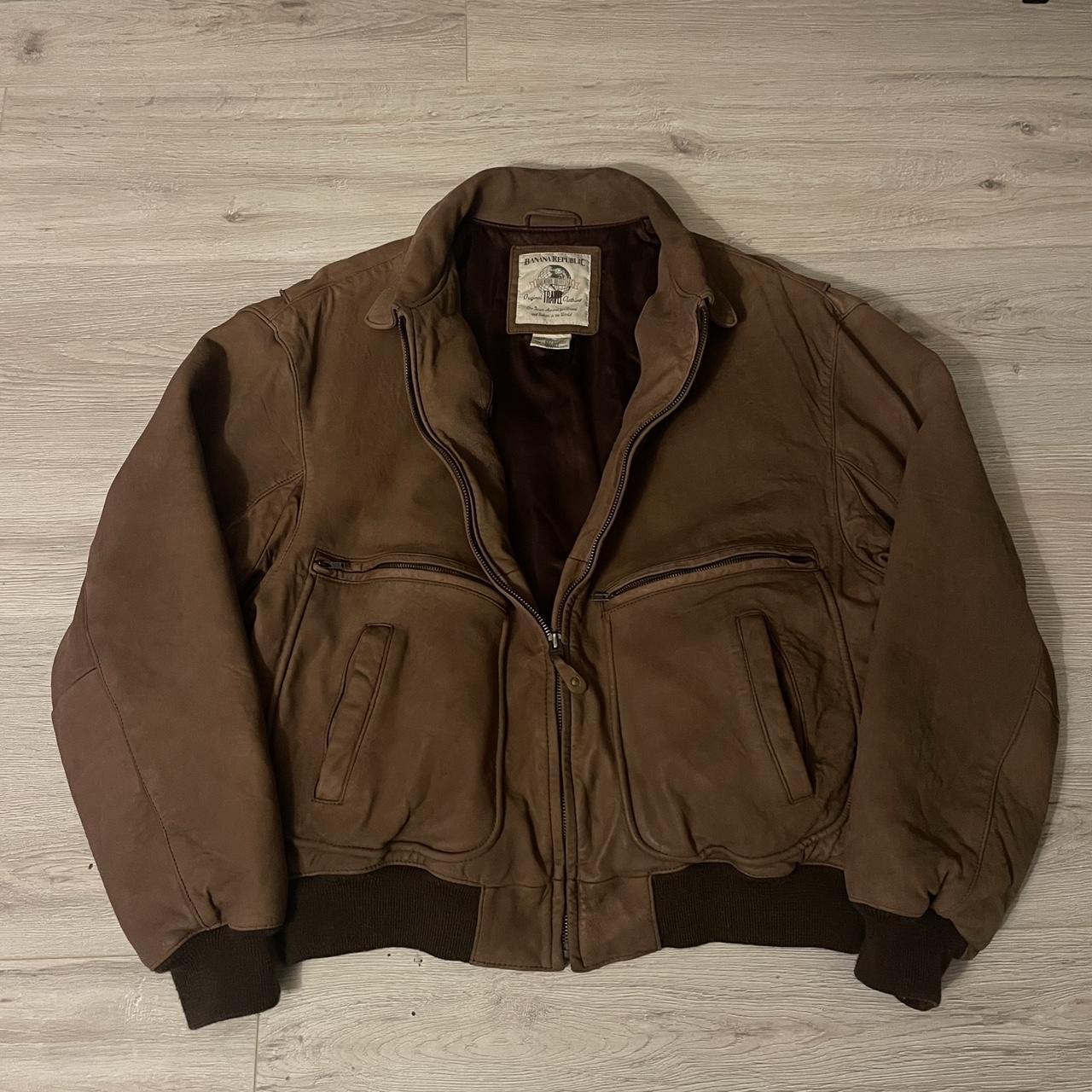 Vintage 1990s Banana Republic Leather Bomber... - Depop