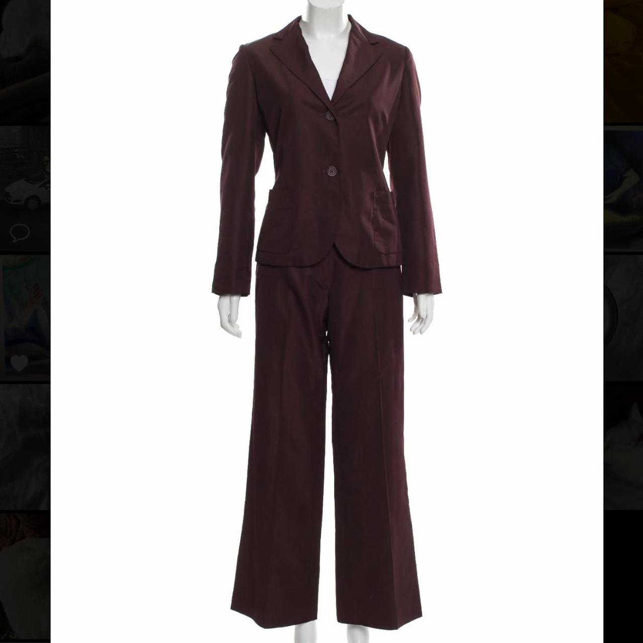 Jil Sander Women's Burgundy Suit | Depop