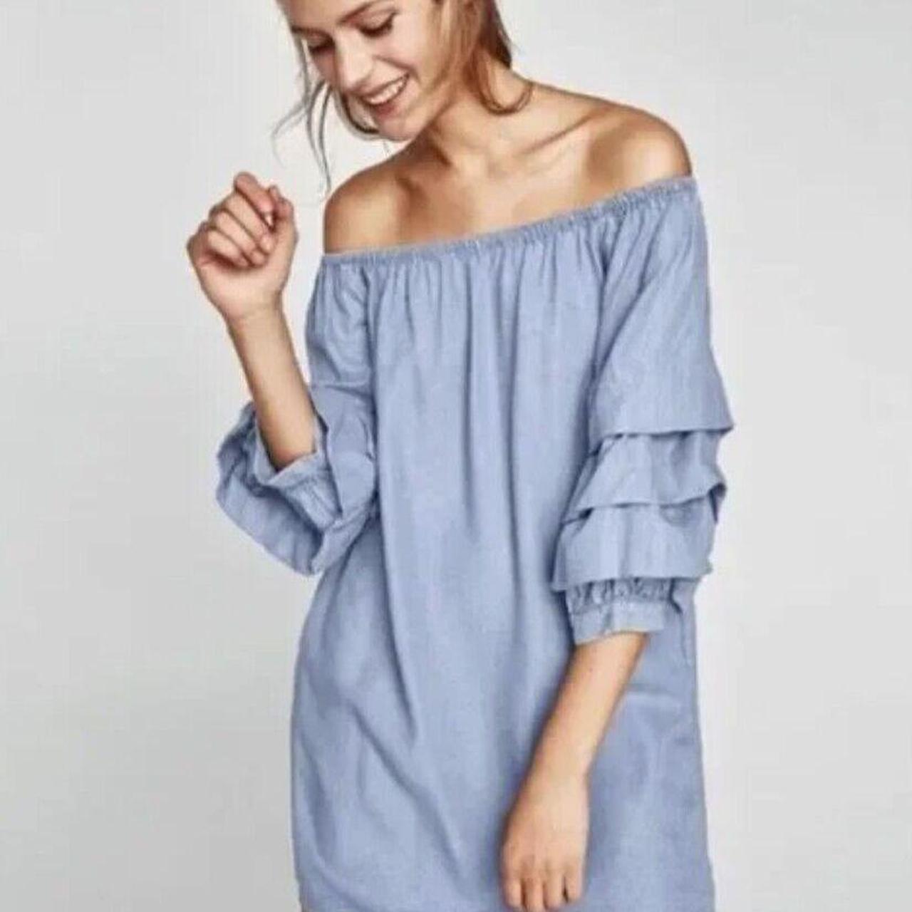 Zara Premium Denim Collection Tiered Puff Sleeve Off Depop zara-premium-denim-collection-tiered-puff-sleeve-off-depop