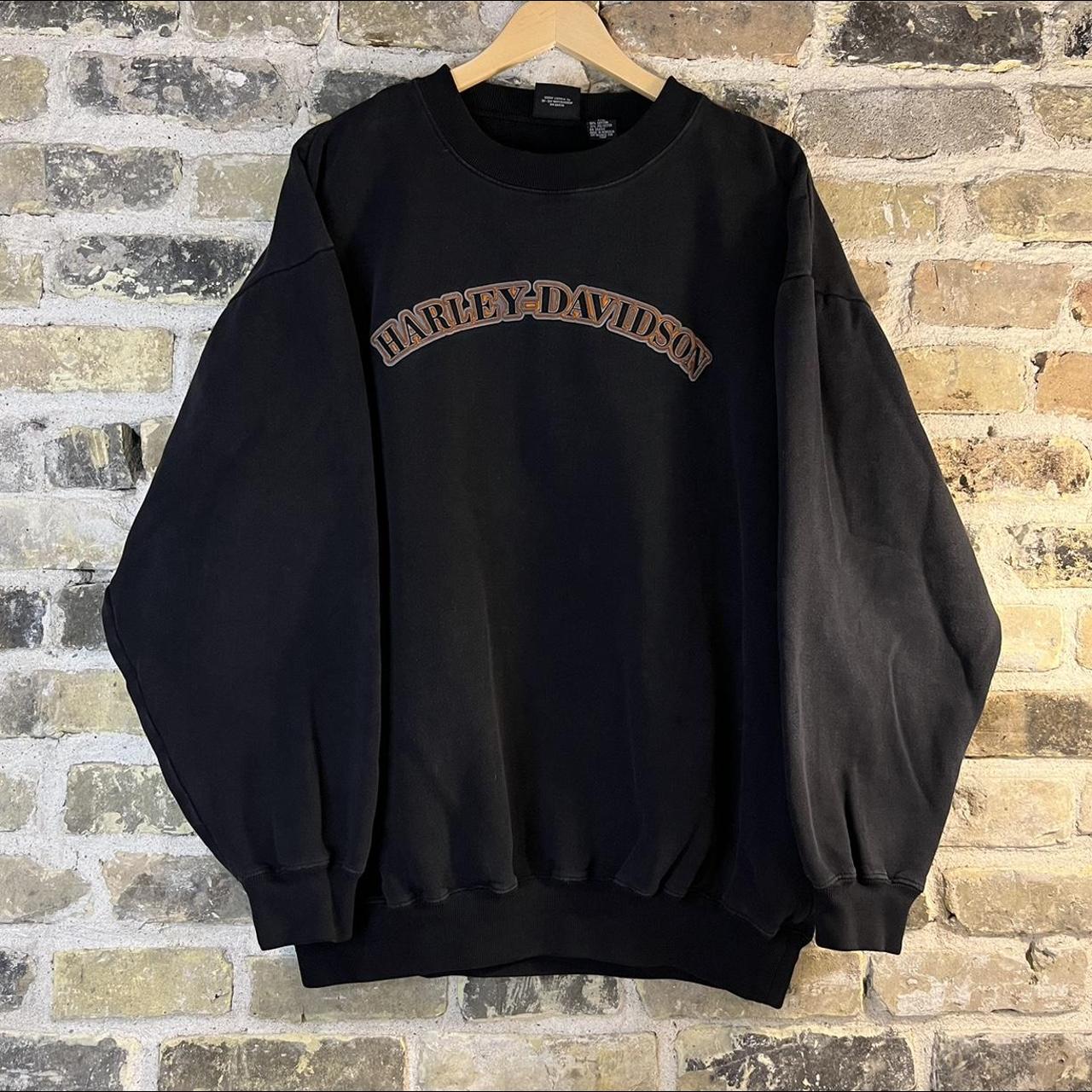 Harley Davidson Men's Black and Orange Sweatshirt