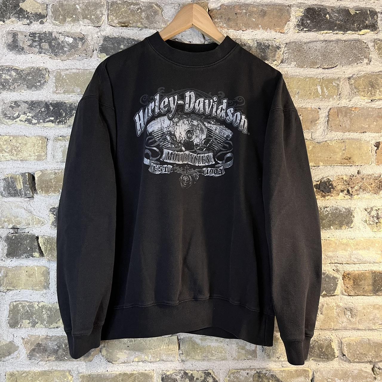 Harley Davidson Men's Black and Grey Sweatshirt