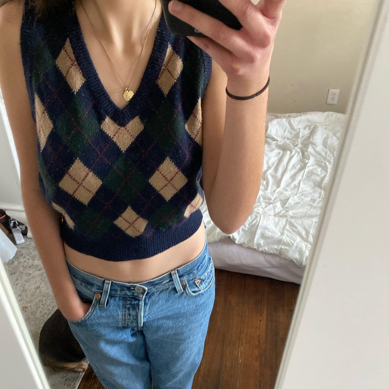 Brandy Melville Argyle Sweater Vest One... Depop