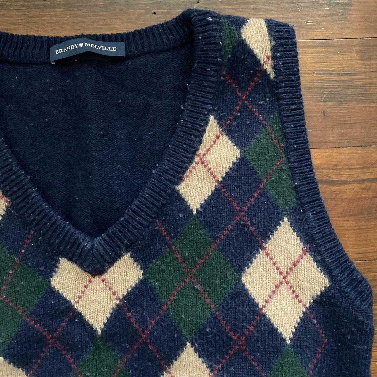 Brandy Melville Argyle Sweater Vest One... Depop