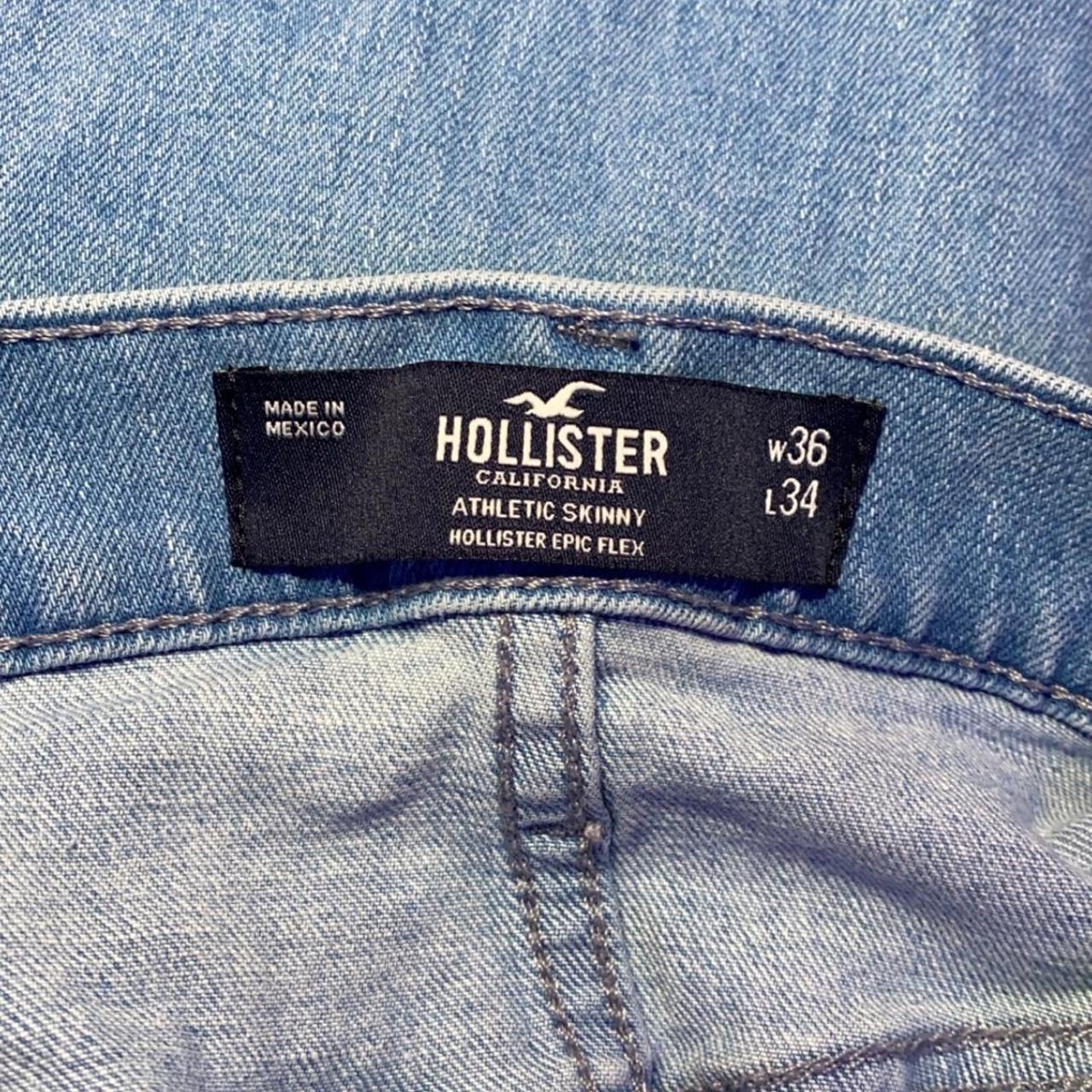 Pantalón Jeans Hollister original, azul claro con rasgados, CURVY HIGH