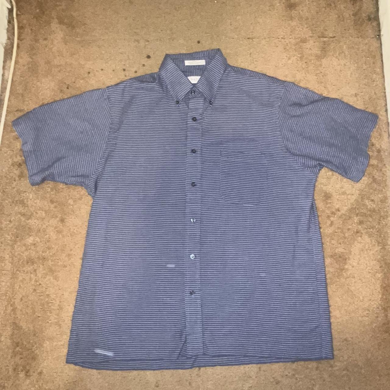 Van Heusen Men's Blue and Black Shirt | Depop