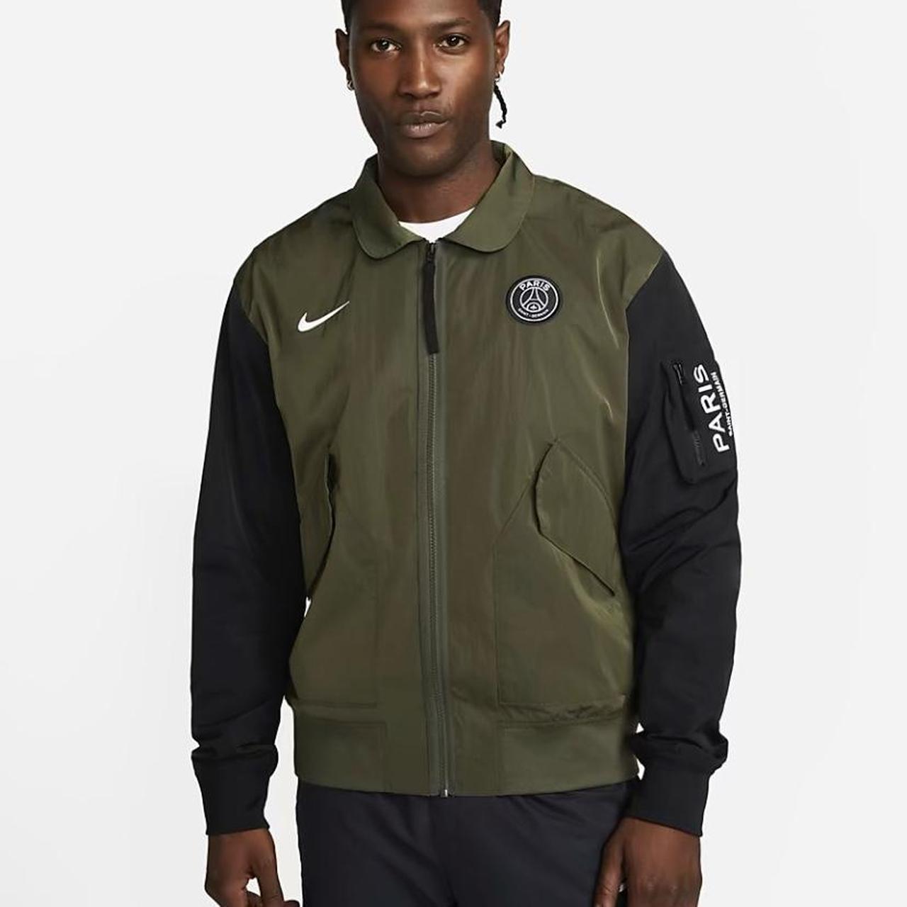 PSG bomber jacket Khaki Lightweight perfect for... - Depop