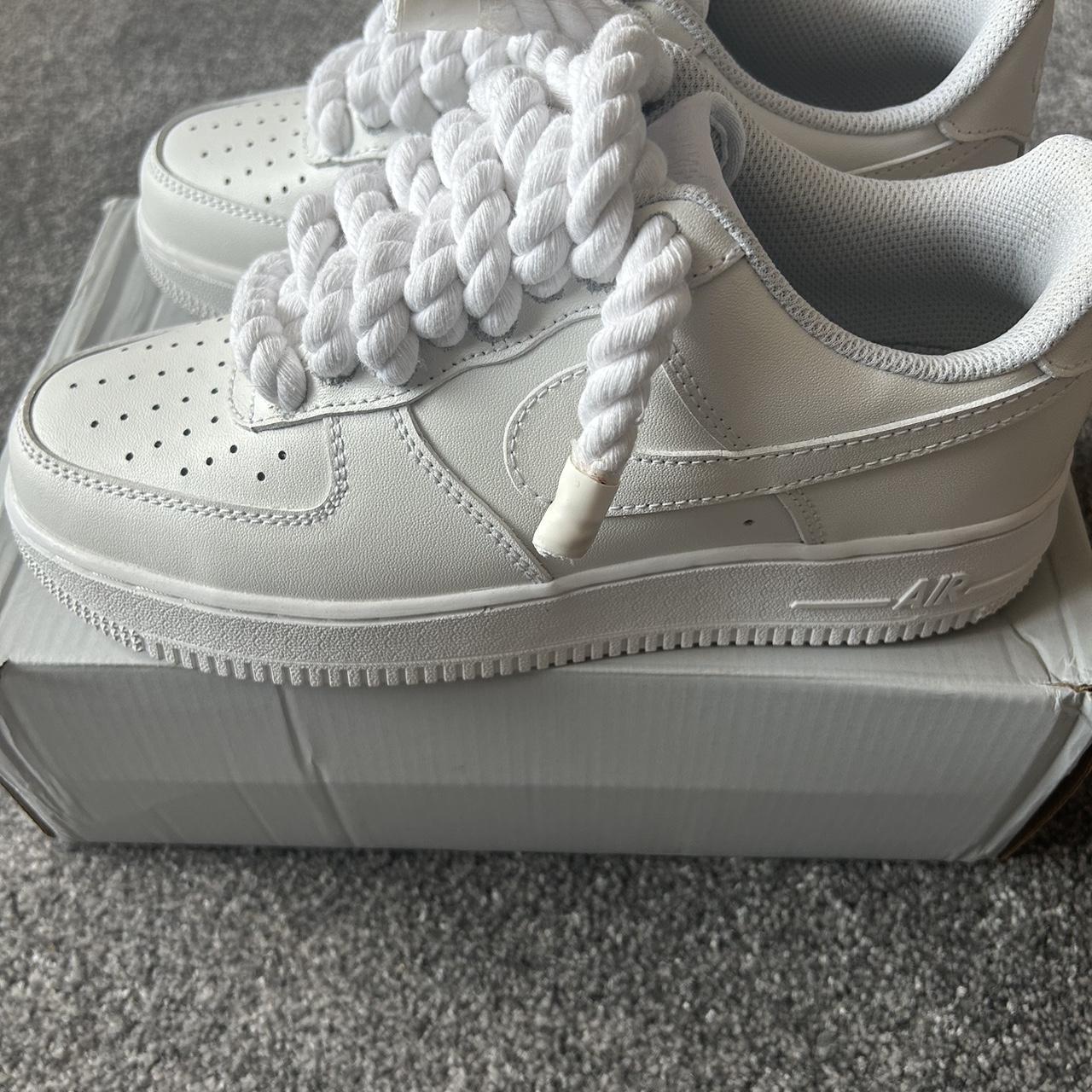 Brand new Air force 1 white with rope laces Custom... - Depop