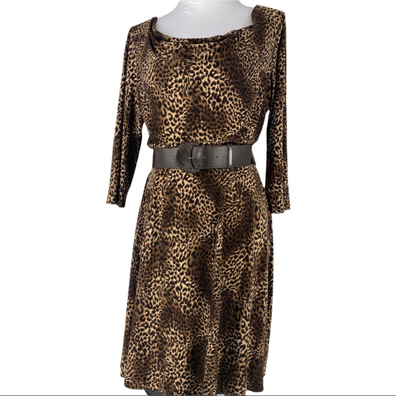 Tahari ASL Women's Animal Print Dress Size 8 Tahari... - Depop