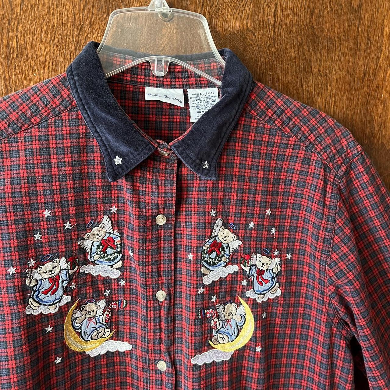 Vintage Bobbie Brooks red plaid Teddy Bear Angels... - Depop