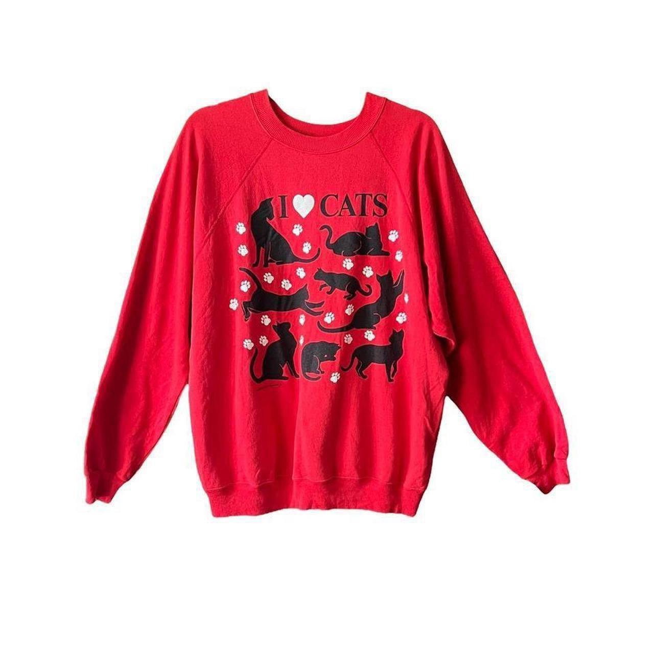 Vintage 80’s Oversize Love Cats Sweatshirt. Many... Depop