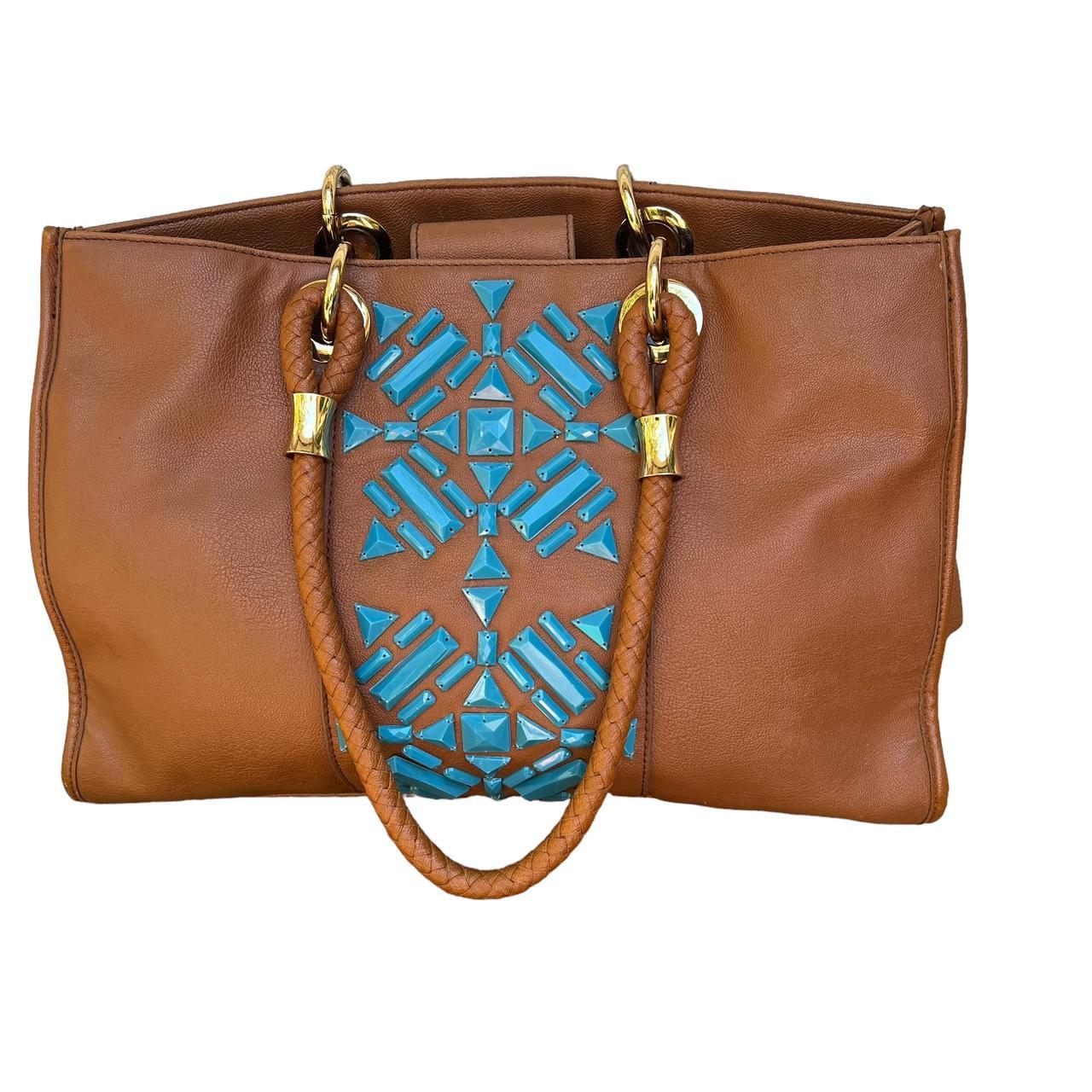 IMAN Vegan cheapest Global Chic Tote Bag Southwestern Vibes Brown & Turquoise