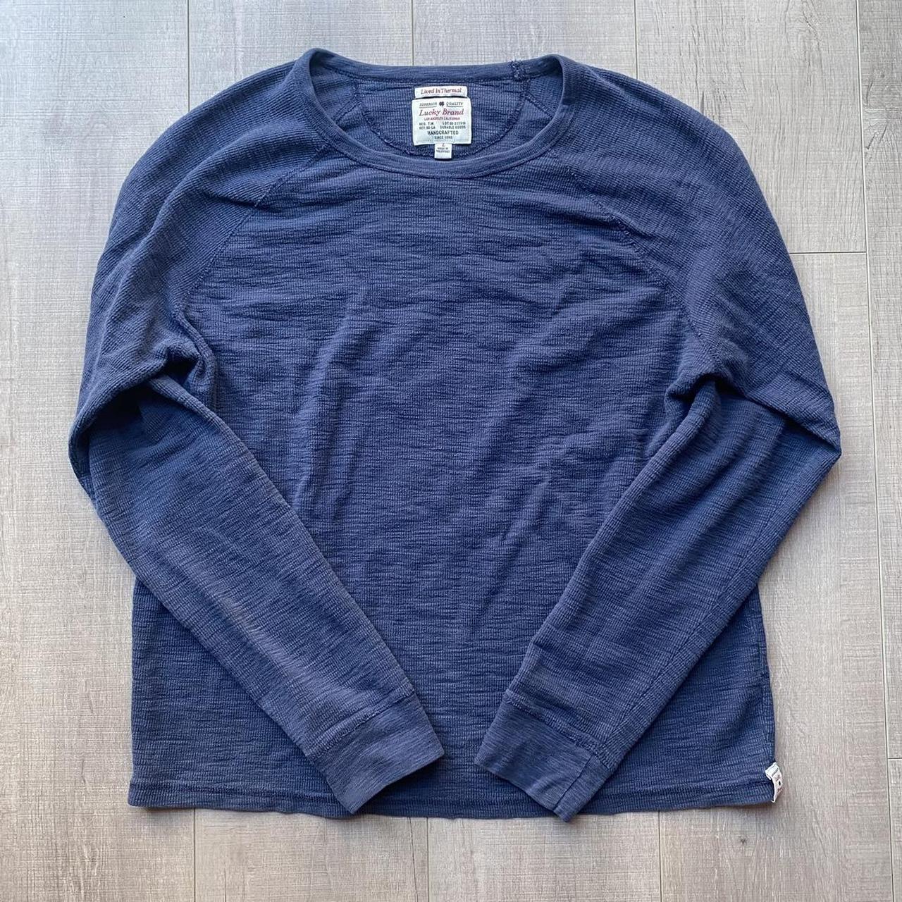 super vintage blue thermal-like longsleeve by lucky - Depop