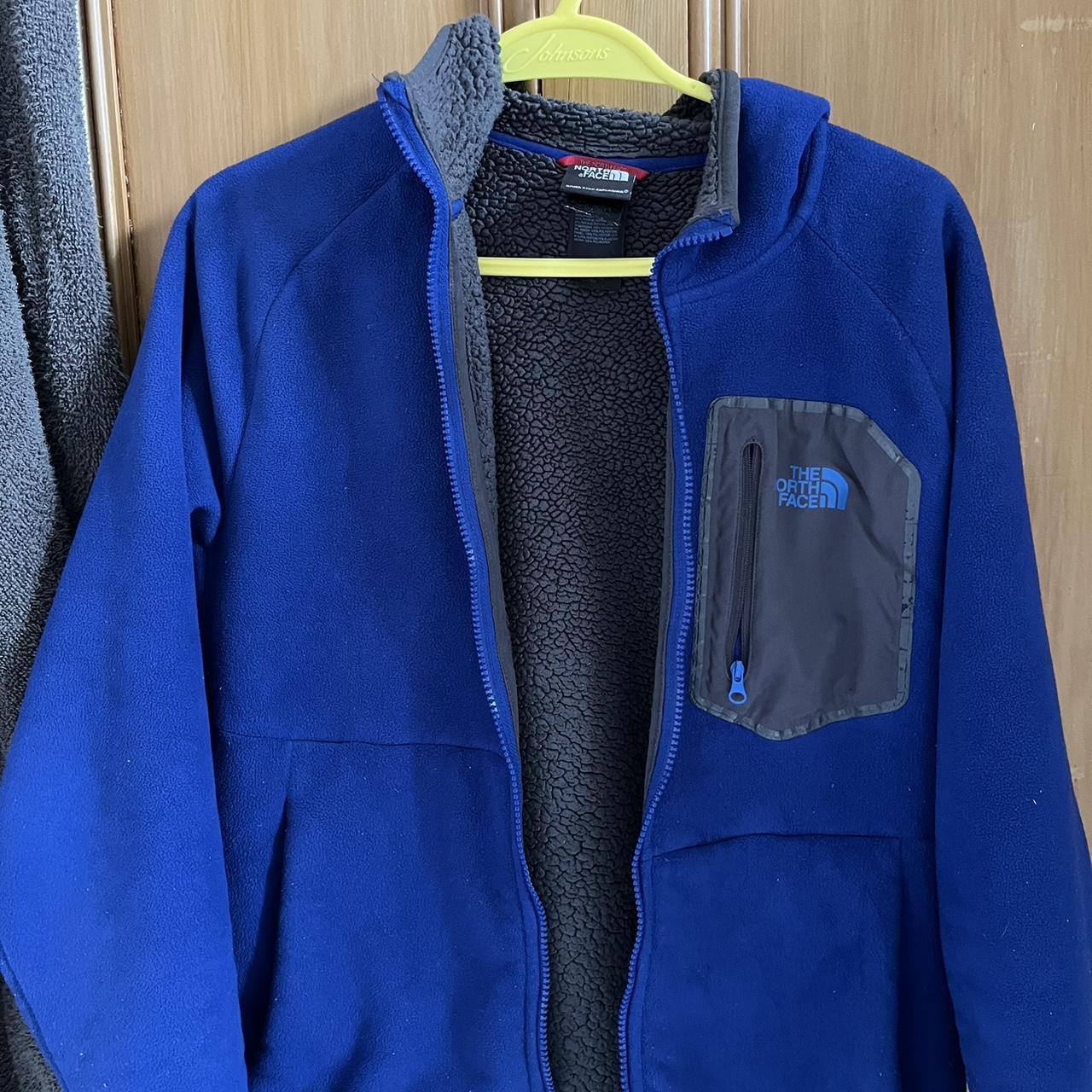 North face blue fleece hoody. Size medium, good... - Depop