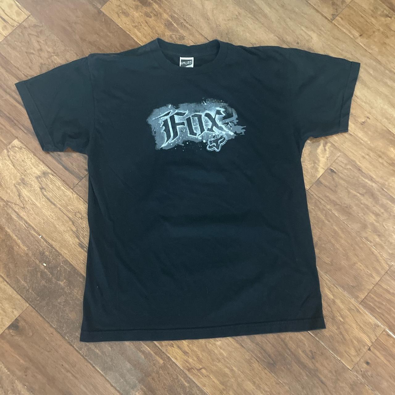 Fox Racing Men's Black and Grey T-shirt | Depop