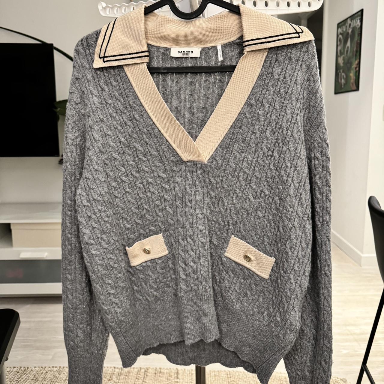 Sandro grey sweater top Size S but fits a tad bit... - Depop
