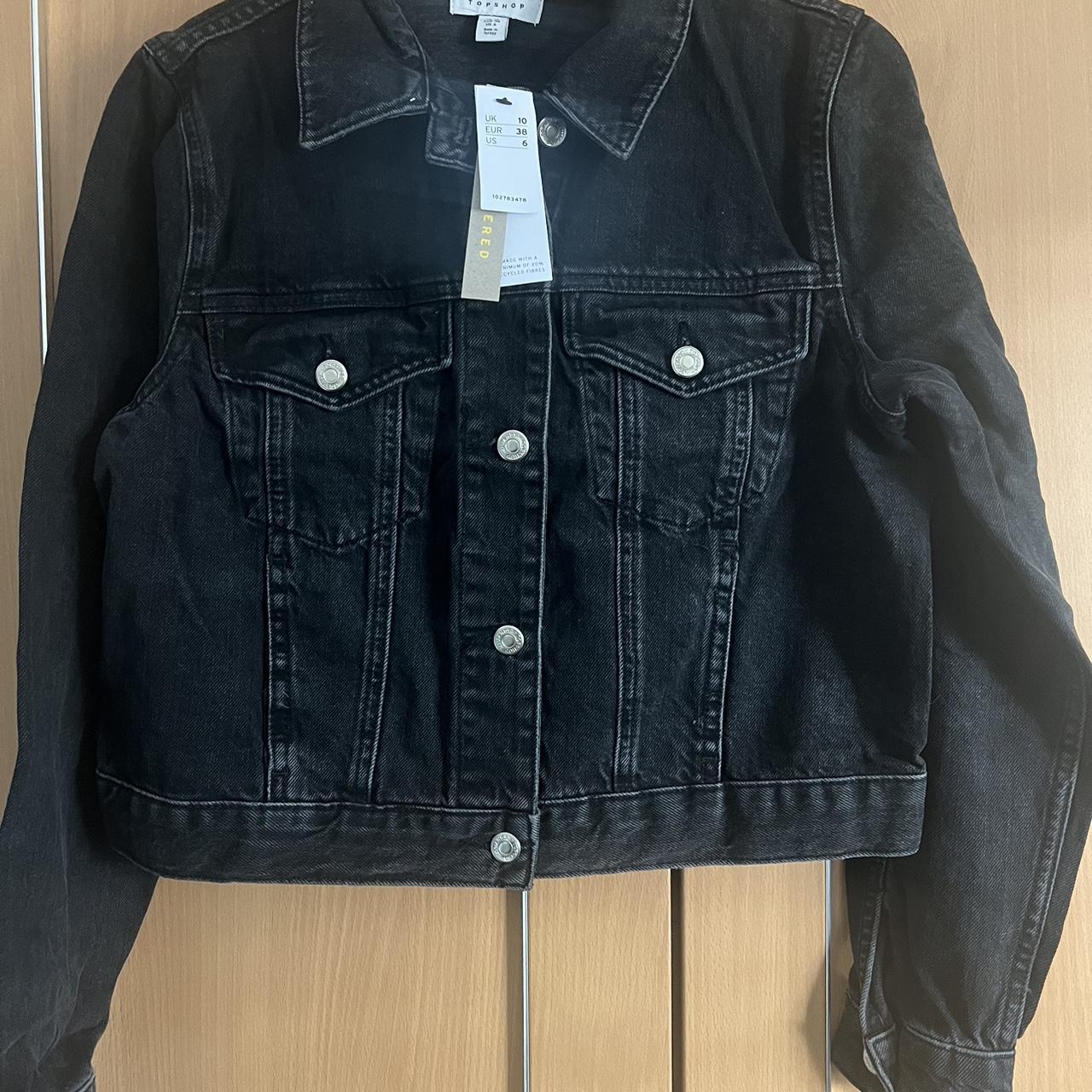 Topshop cropped denim sale jacket black