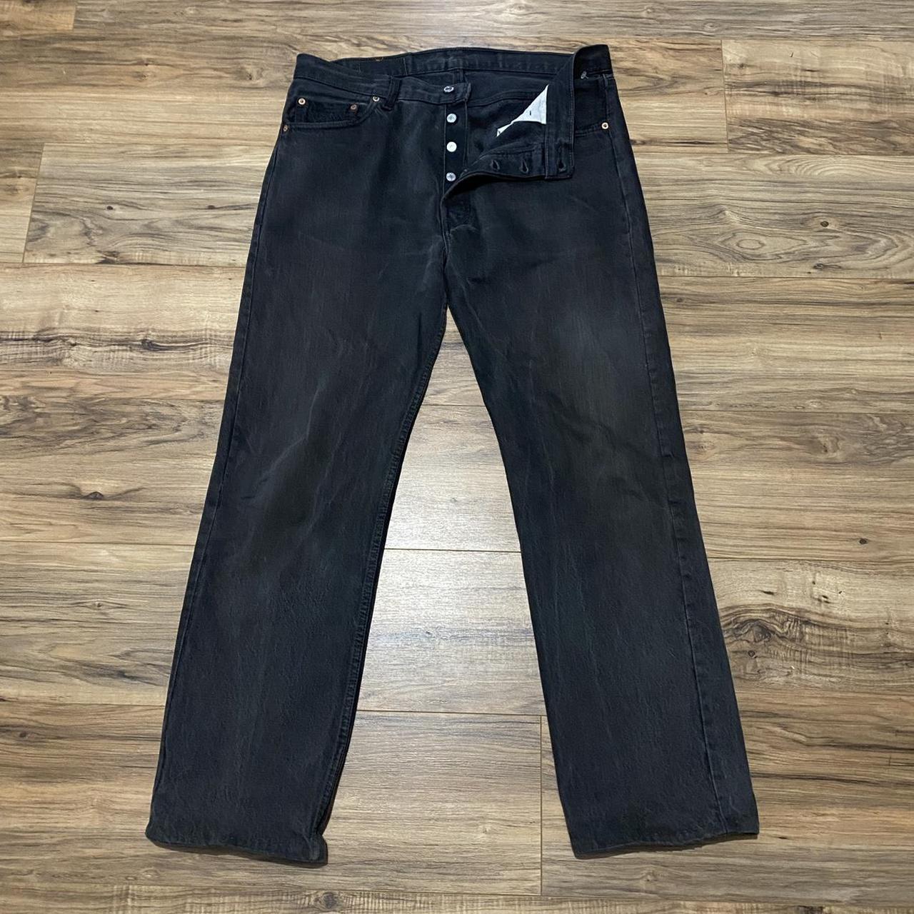 90s Levi 601 XX Button Fly Black Denim Jeans Size... - Depop