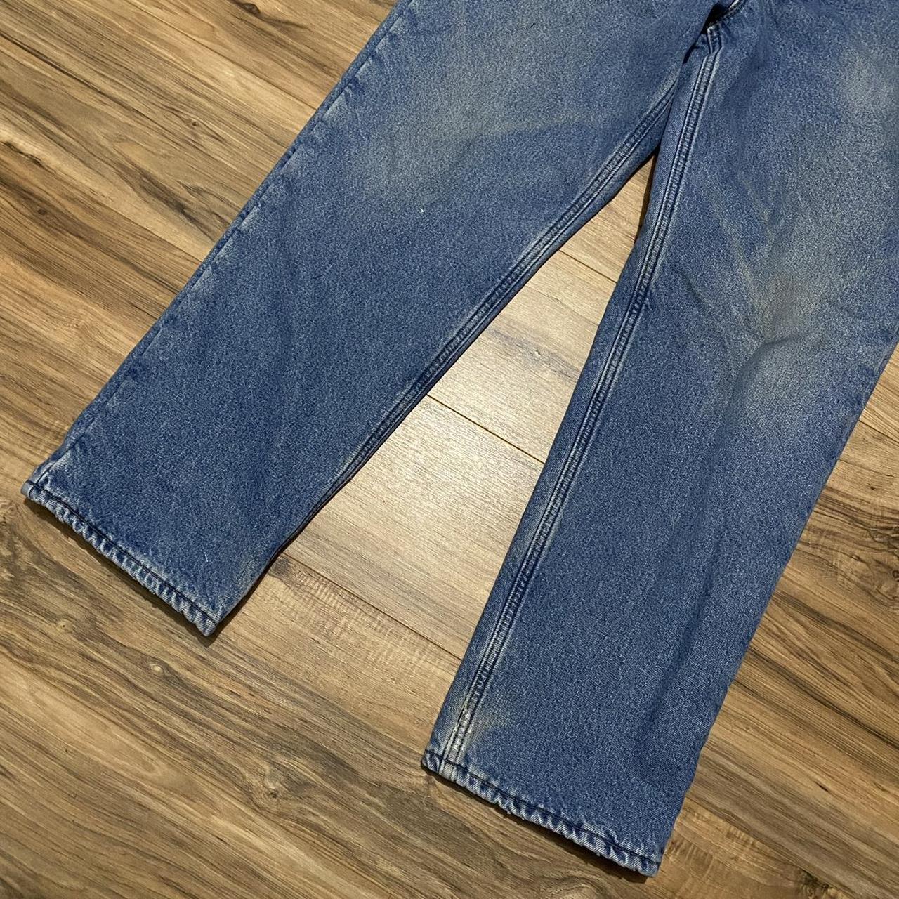y2k Carhartt Fleece Lined Blue Jeans B155 DST Size... - Depop
