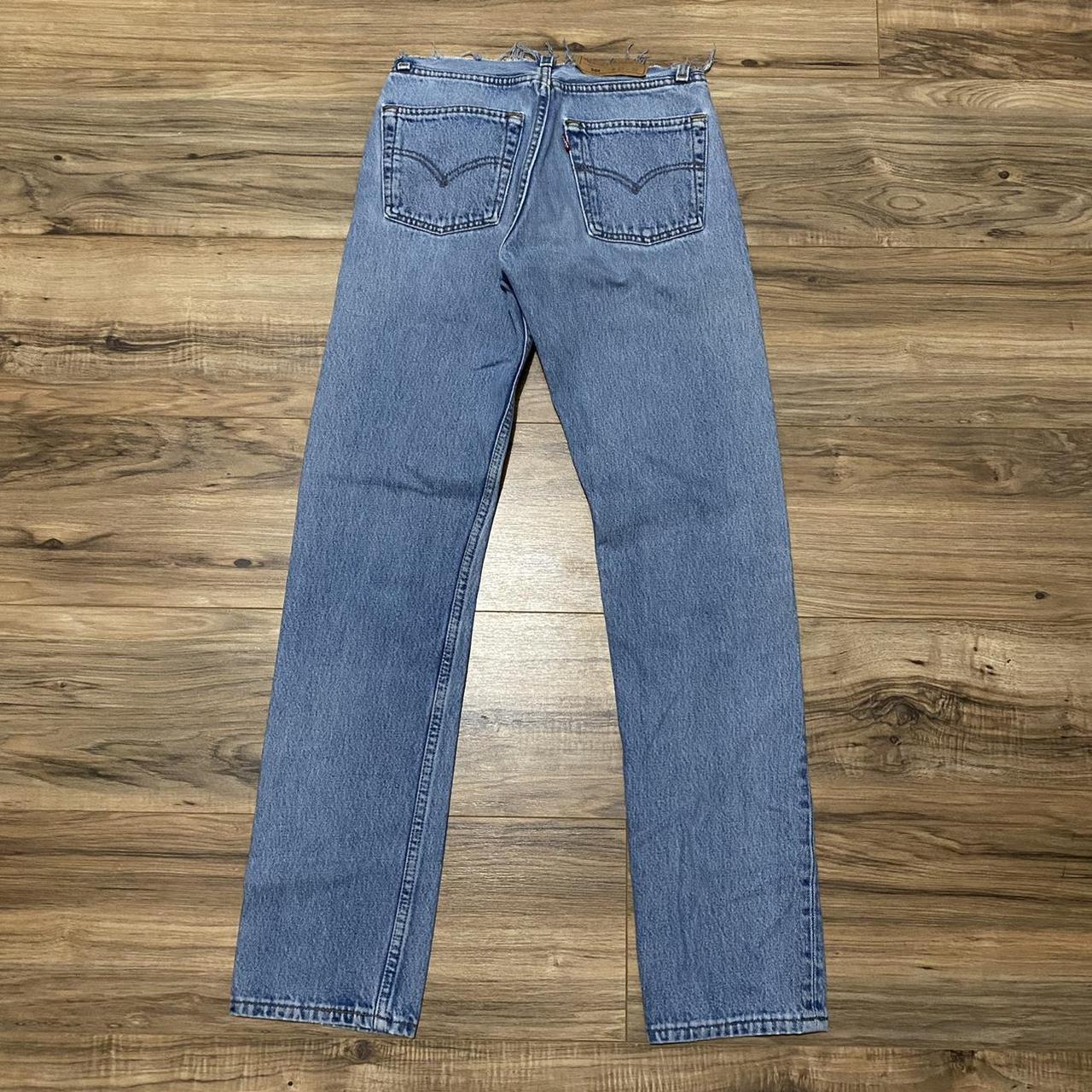 90s Modified Levi 501 Button Fly Blue Jeans Size... - Depop