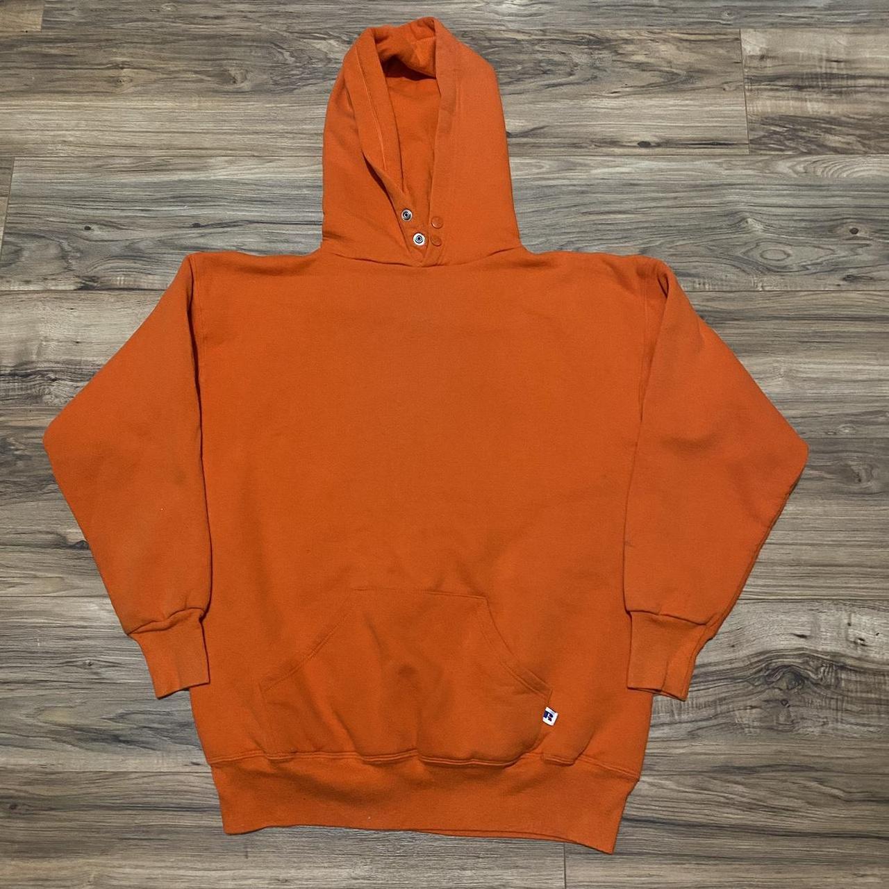 Vintage Russell Athletic Double Face Hoodie Mens L Orange 50/50 Heavyweight  USA