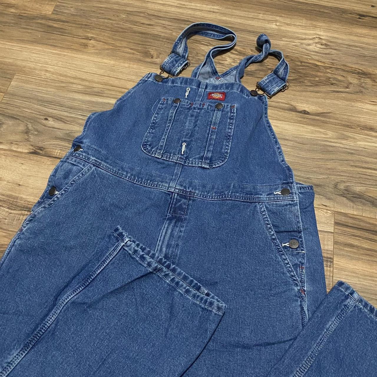 Y2k Dickies Blue Denim Overalls Size 36x30 Vintage - Depop