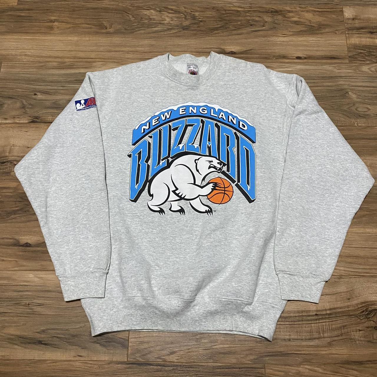 90s New England Blizzard Basketball Crewneck Size... - Depop