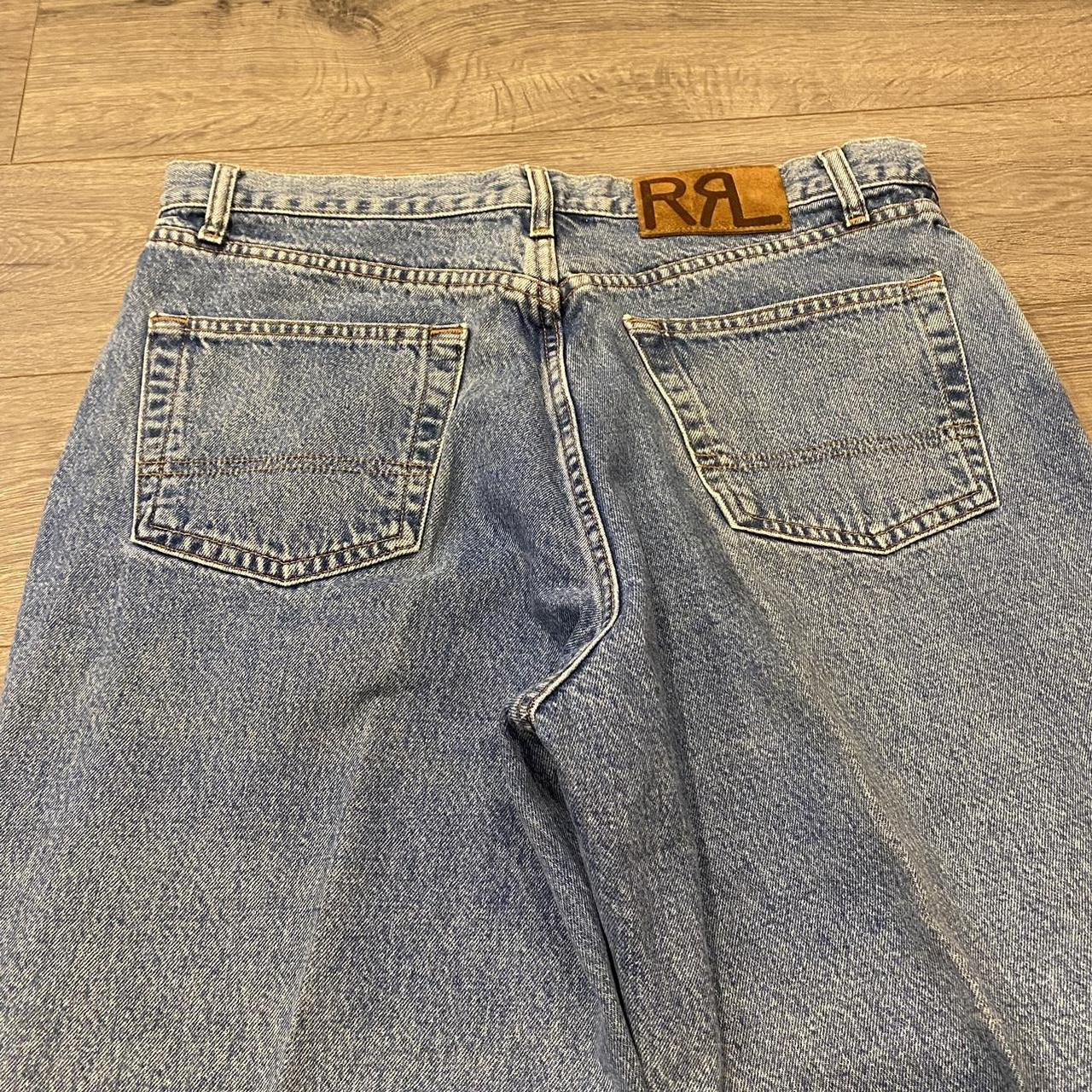 RRL by Ralph Lauren Men's Blue and White Jeans | Depop