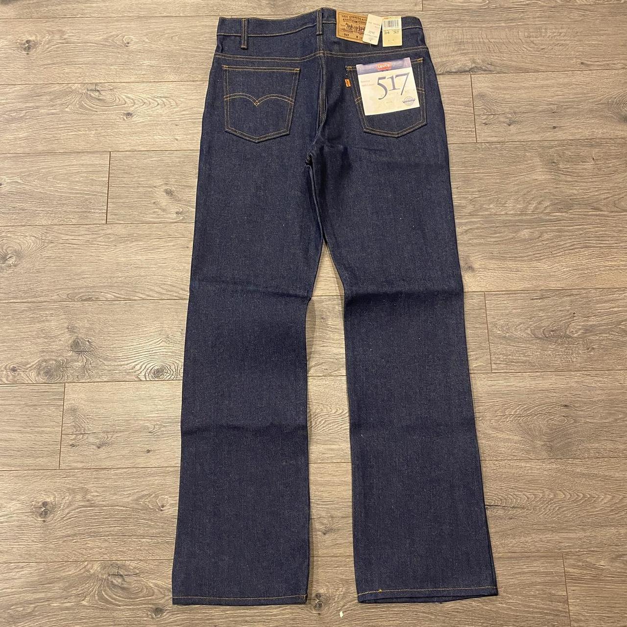 80s Deadstock Levi Orange Tab 517 Bootcut Dark Blue... - Depop