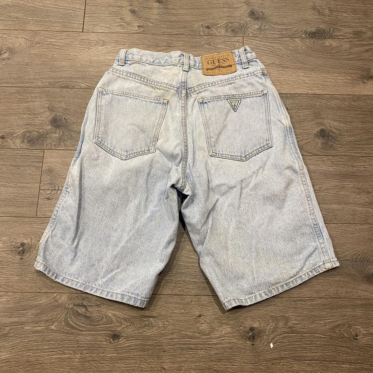 90s GUESS Denim Jean Shorts Size 28 yellowing... - Depop