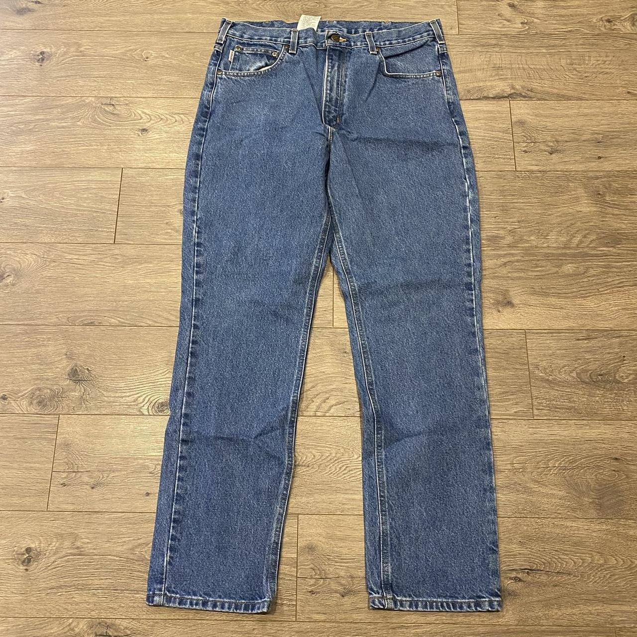 Y2k Carhartt Utility Workwear Blue Jeans Size... - Depop