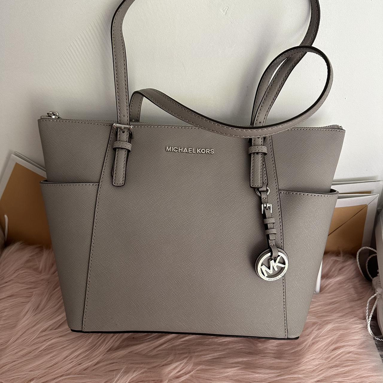 Michael Kors Large East West Chain Saffiano Leather Tote (Pearl Gray) |  Women's | at Mighty Ape NZ