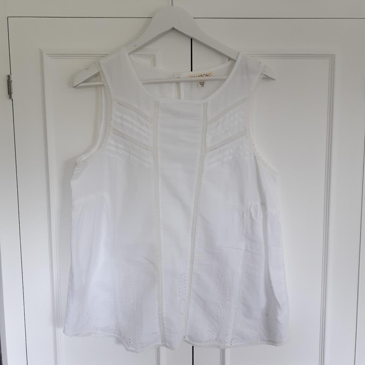 Billabong white cotton sleevless vest blouse top... - Depop