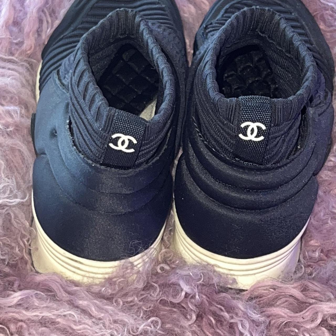 Chanel Women's Navy and Blue Trainers | Depop