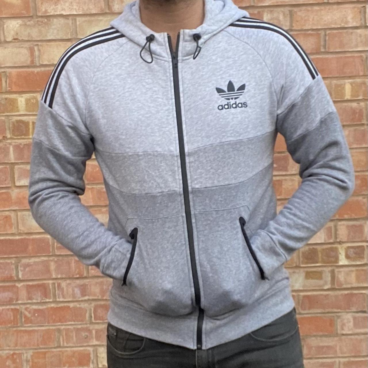 Adidas grey hoody Men s women s long sleeved Depop