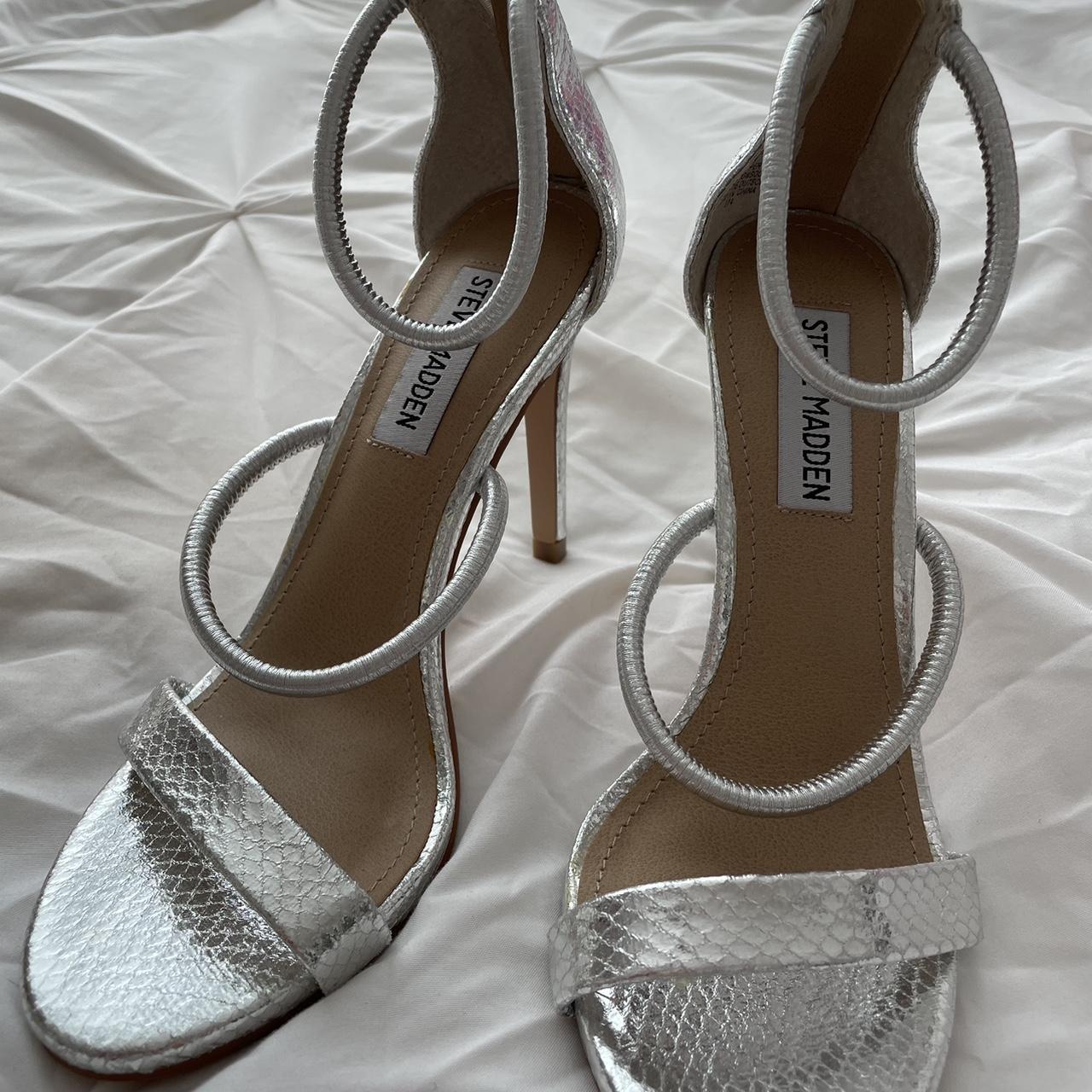Steve Madden silver heels never worn! Size 5. For... - Depop